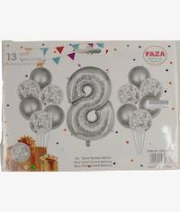 Casey 13pc Silver and White Balloon Set Nr 8