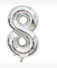 Casey 102cm Silver Balloon Number 8