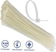 Noble 2.5 x 200mm Pack of 100 White Nylon Cable Ties